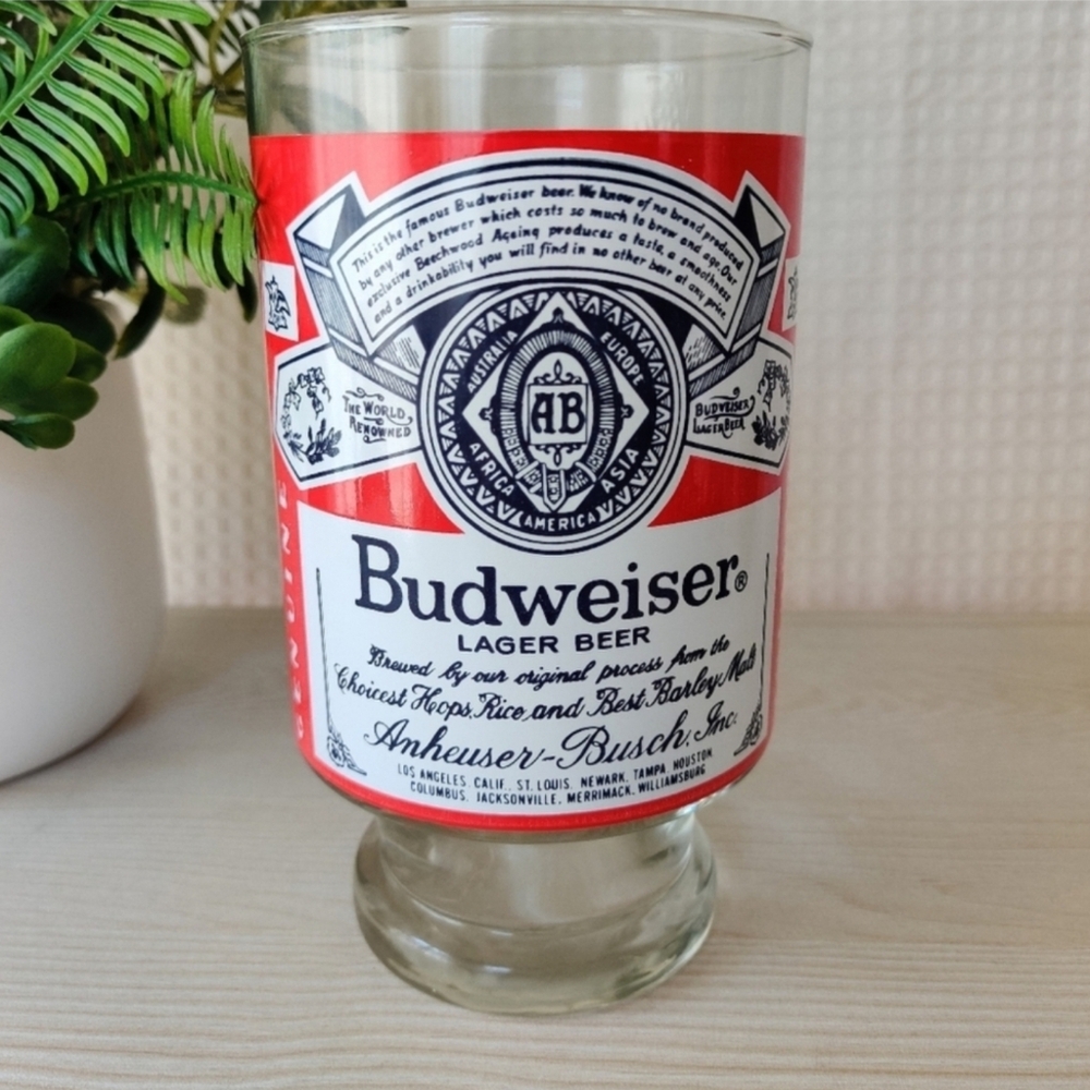 Vintage, "Budweiser Lager Beer" Logo Large Glass 32oz.